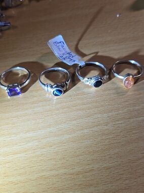 925 Sterling Silver and Gemstone Ring Bundle Size 9